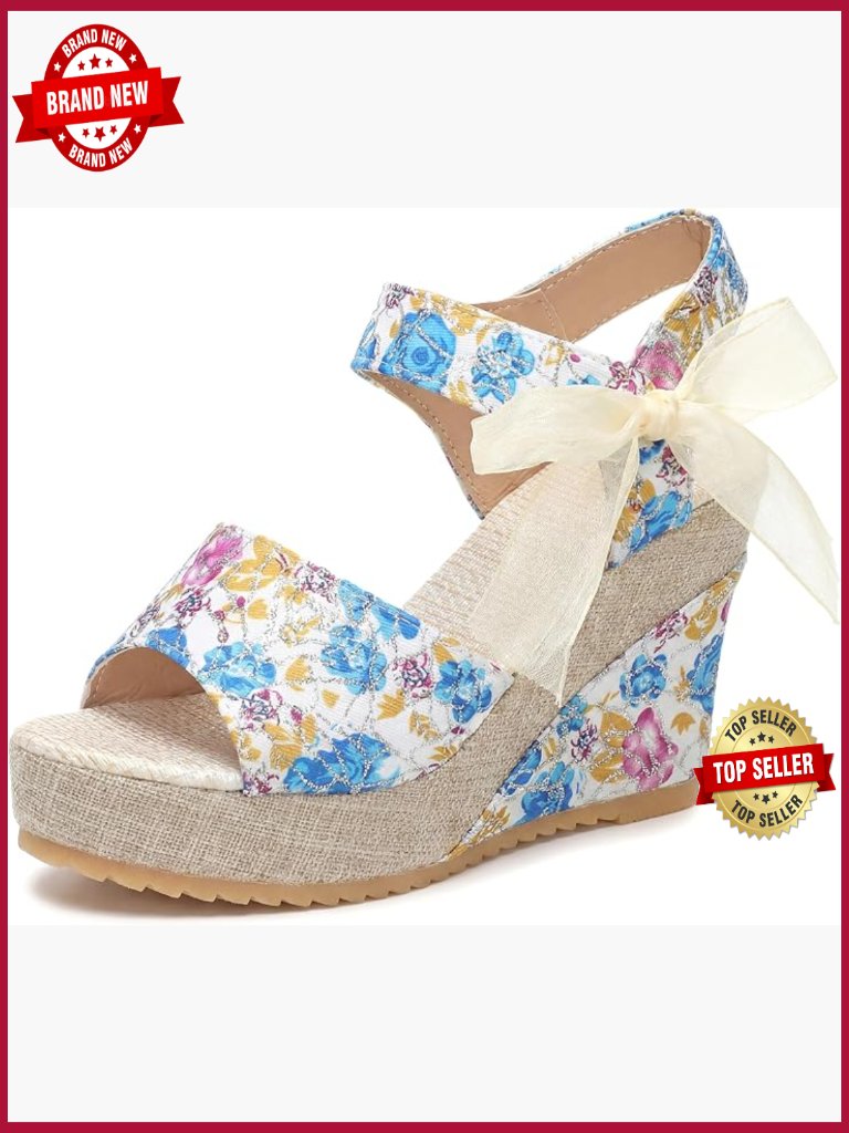 Lace-Up Camouflage Platform Peep-Toe Sandals Wedge Heel